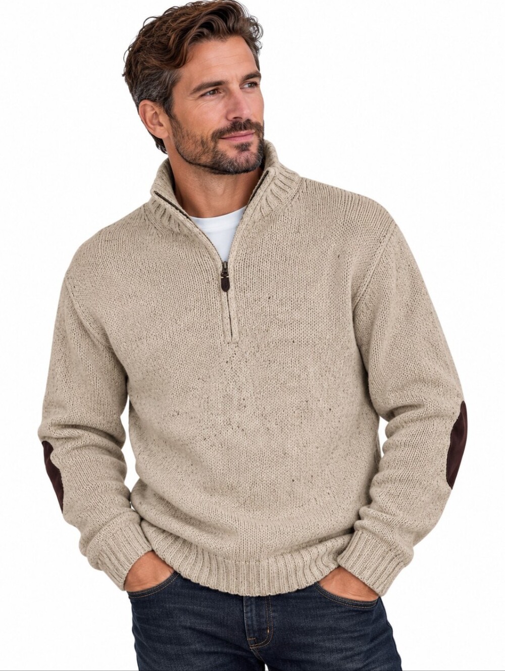 Polo Ralph Lauren Men’s XL Hemp Cotton Quarter Zip Sweater Elbow Patches